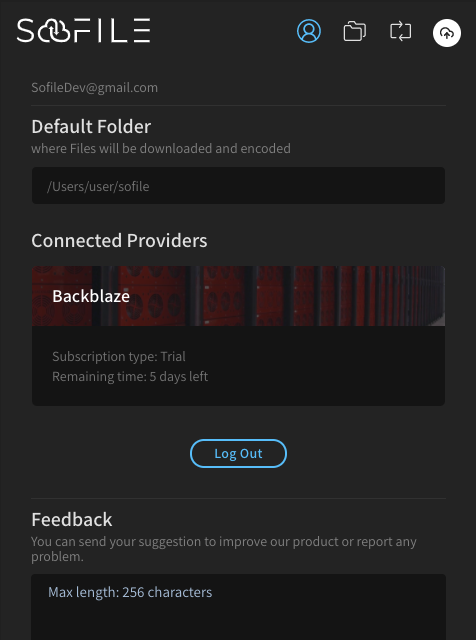 Sofile page with basic information about the user's account